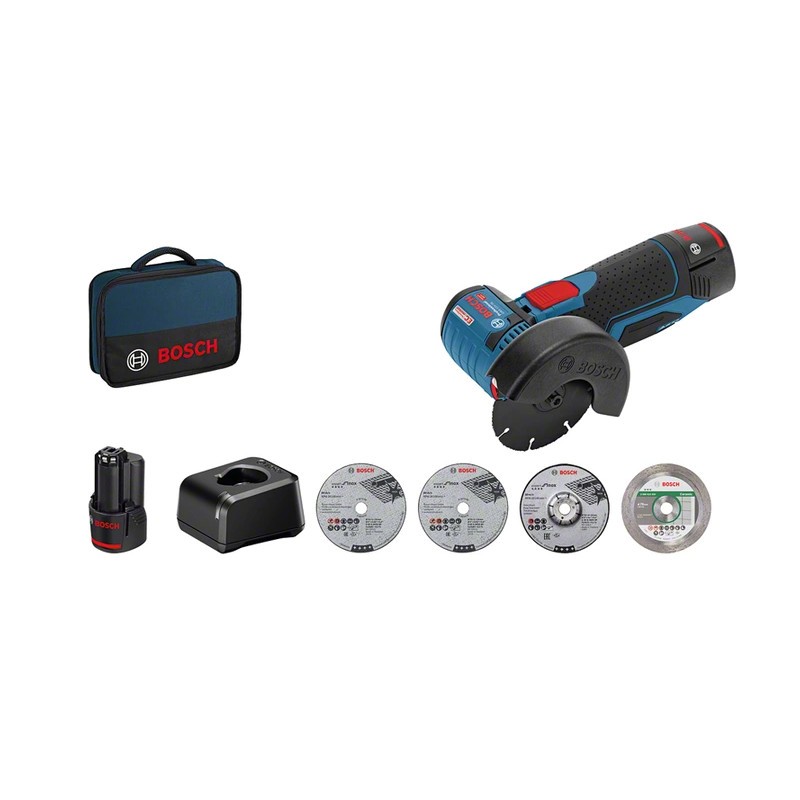 Bosch-GWS 12V-76+2x2.0AH+5 Discos+Bol. 06019F200C