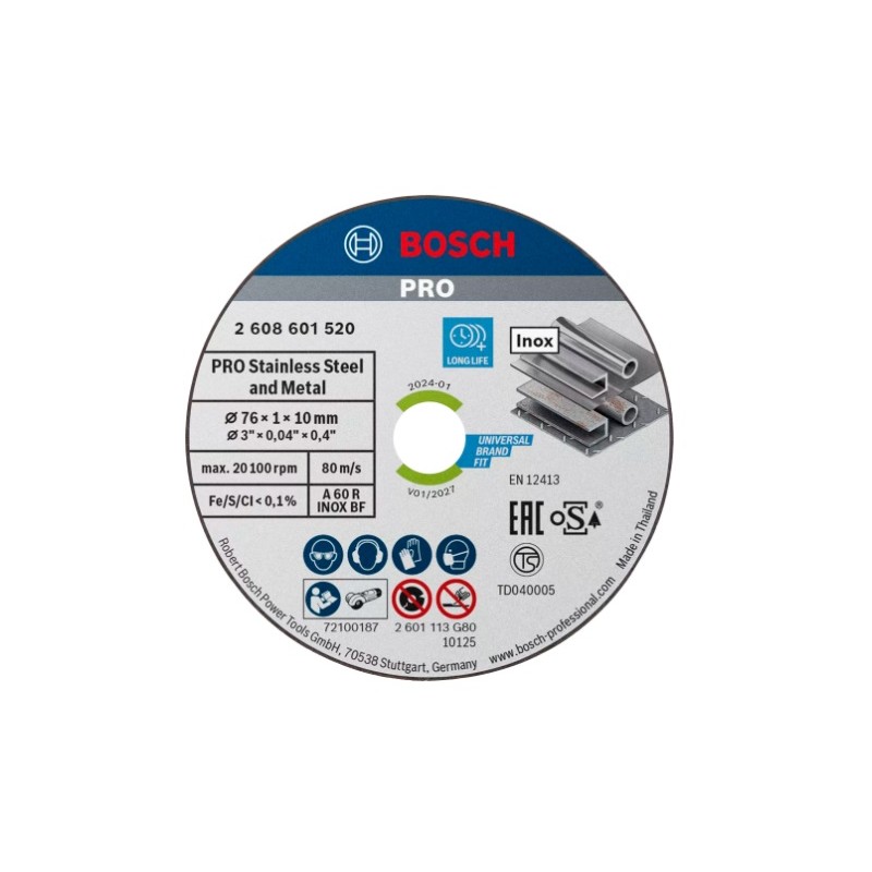Bosch - Disco Corte Expert Inox 76x10x1mm 2608601520