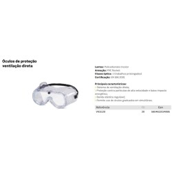 Vito - Oculos Protecçao C/Ventilaçao Directa