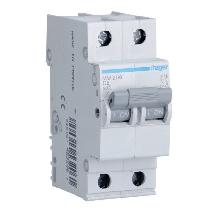 Hager - Disj. 2P 6A C 3KA MW206  GR01
