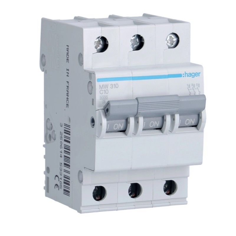 Hager - Disj. 3P 10A C 3KA MW310  GR01