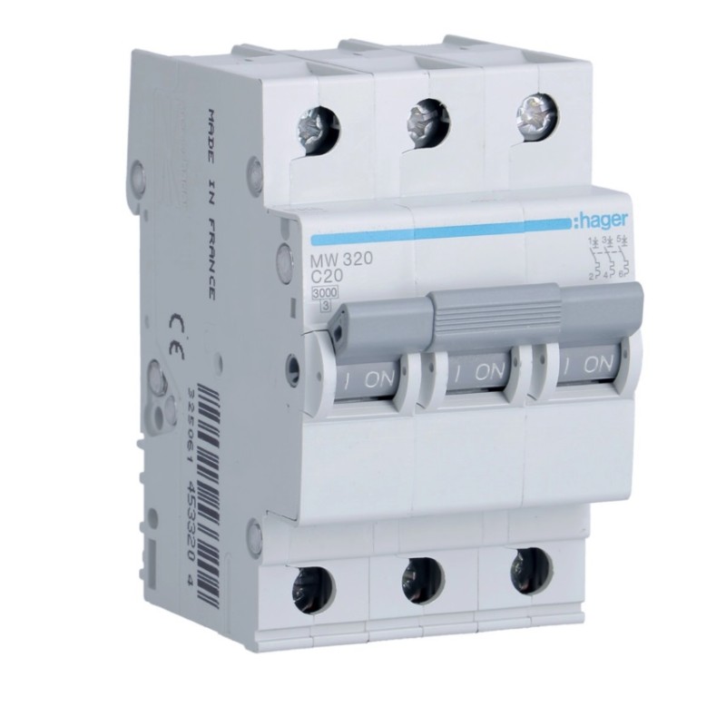Hager - Disj. 3P 20A C 3KA MW320  GR01