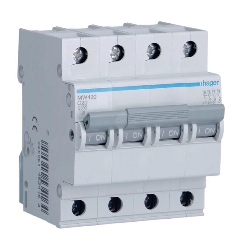 Hager - Disj. 4P 20A C 3KA MW420  GR01