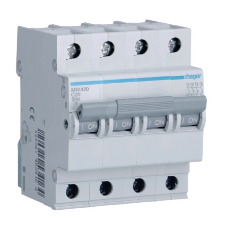 Hager - Disj. 4P 20A C 3KA MW420  GR01