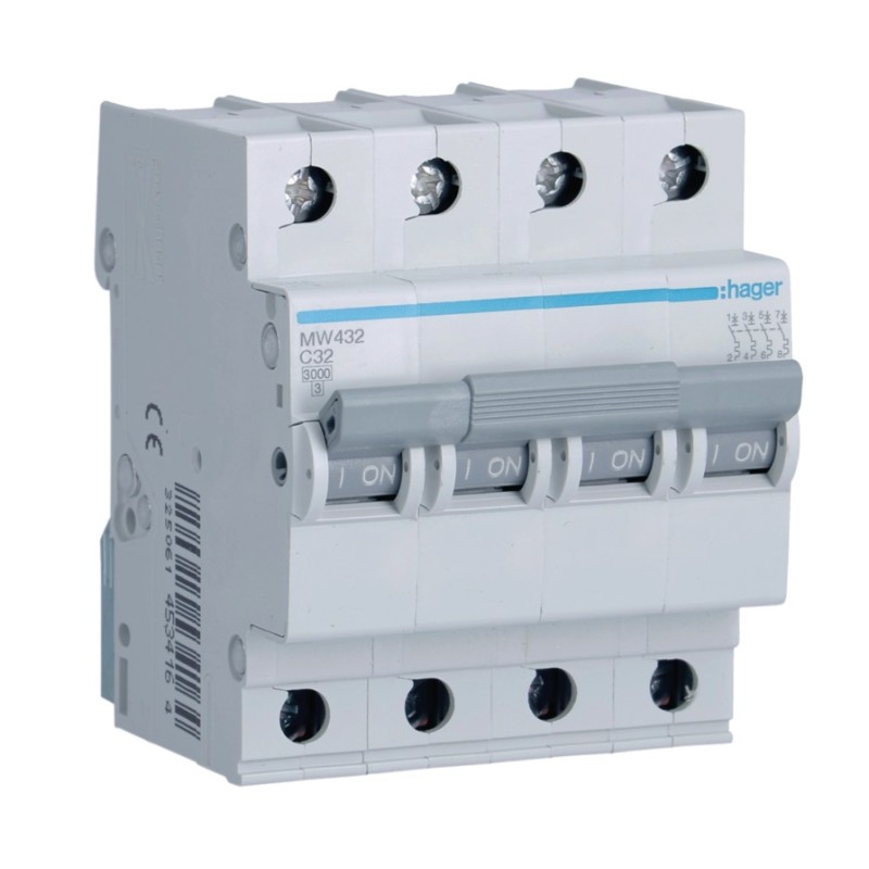Hager - Disj. 4P 32A C 3KA MW432  GR01