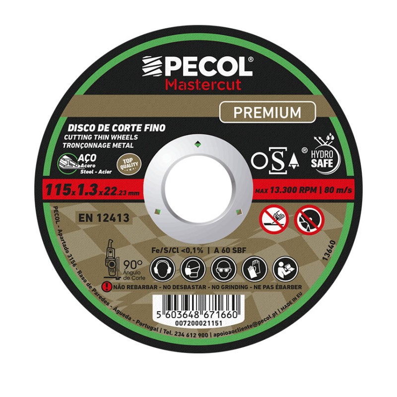 Disco Corte Fino Aço Premium 125x1,3 Pecol